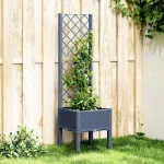 Jardinieră de grădină cu spalier, albastru gri, 40x40x142 cm, PP GartenMobel Dekor