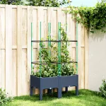 Jardinieră de grădină cu spalier, albastru gri, 80x40x142,5 cm, PP GartenMobel Dekor