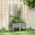 Jardinieră de grădină cu spalier, gri deschis, 80x40x142 cm, PP GartenMobel Dekor