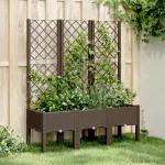 Jardinieră de grădină cu spalier, maro, 120x40x142 cm, PP GartenMobel Dekor