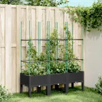 Jardinieră de grădină cu spalier, negru, 120x40x142,5 cm, PP GartenMobel Dekor