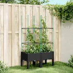 Jardinieră de grădină cu spalier, negru, 80x40x142,5 cm, PP GartenMobel Dekor