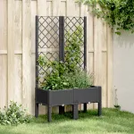 Jardinieră de grădină cu spalier, negru, 80x40x142 cm, PP GartenMobel Dekor