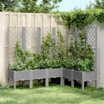 Jardinieră de grădină cu spalier gri deschis 160x120x142 cm PP GartenMobel Dekor