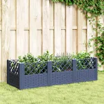 Jardinieră de grădină cu țăruși, albastru gri, 123,5x43,5x43,5 cm, PP GartenMobel Dekor