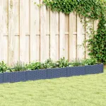 Jardinieră de grădină cu țăruși, albastru gri, 362,5x42,5x28,5 cm, PP GartenMobel Dekor