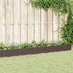 Jardinieră de grădină cu țăruși, maro, 362,5x42,5x28,5 cm, PP GartenMobel Dekor