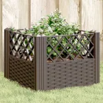 Jardinieră de grădină cu țăruși, maro, 43,5x43,5x43,5 cm, PP GartenMobel Dekor