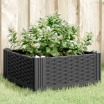 Jardinieră de grădină cu țăruși, negru, 42,5x42,5x28,5 cm, PP GartenMobel Dekor