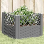 Jardinieră grădină cu țăruși gri deschis, 43,5x43,5x43,5 cm, PP GartenMobel Dekor