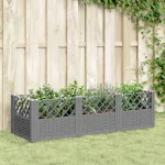 Jardinieră grădină cu țăruși gri deschis 123,5x43,5x43,5 cm PP GartenMobel Dekor