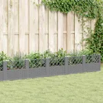 Jardinieră grădină cu țăruși gri deschis 363,5x43,5x43,5 cm, PP GartenMobel Dekor