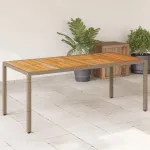 Masă de grădină, bej, 190x90x75 cm, poliratan și lemn de acacia GartenMobel Dekor