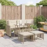 Set canapele de grădină cu perne, 4 piese bej, poliratan/sticlă GartenMobel Dekor