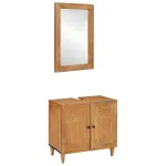 Set de mobilier pentru baie cu raft 2 pcs Maro Lemn compozit GartenMobel Dekor