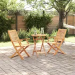 Set Bistro Pliabil 3 pcs Maro Lemn Solid de Acacia GartenMobel Dekor