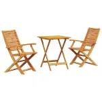 Set Bistro Pliabil 3 pcs Maro Lemn Solid de Acacia GartenMobel Dekor