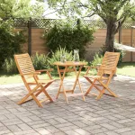 Set Bistro Pliabil 3 pcs Maro Lemn Solid de Acacia GartenMobel Dekor
