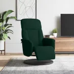 Scaun de relaxare cu taburet, verde închis, catifea GartenMobel Dekor