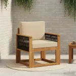 Canapea Medie pentru Exterior Lemn Solid de Acacia natural GartenMobel Dekor