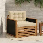 Canapea Medie pentru Exterior Lemn Solid de Acacia natural GartenMobel Dekor