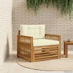 Canapea de exterior Lemn Solid de Acacia Natural și Crem GartenMobel Dekor