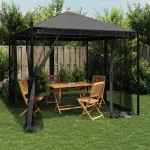 Foișor cu pereți din plasă, antracit, 2,93x2,93 m, oțel GartenMobel Dekor