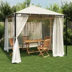 Foișor cu pereți din plasă, crem, 2,93x2,93 m, oțel GartenMobel Dekor