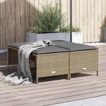 Scaune grădină cu perne, 4 buc., bej, poliratan GartenMobel Dekor