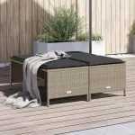 Scaune grădină cu perne, 4 buc., gri deschis, poliratan GartenMobel Dekor