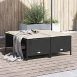 Scaune grădină cu perne, 4 buc. negru, poliratan GartenMobel Dekor