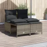 Set canapea de grădină cu perne, 4 piese, gri, poliratan GartenMobel Dekor