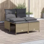 Set canapele de grădină, 4 piese, cu perne, bej, poliratan GartenMobel Dekor