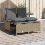 Set canapele de grădină, 4 piese, cu perne, bej, poliratan GartenMobel Dekor