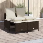 Set canapele de grădină, 4 piese, cu perne, maro poliratan maro GartenMobel Dekor