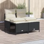 Set mobilier de grădină cu perne, 4 piese, negru, poliratan GartenMobel Dekor