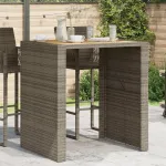 Masă bar grădină, blat lemn acacia, gri 105x80x110 cm poliratan GartenMobel Dekor