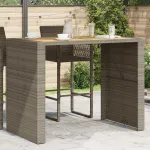Masă bar grădină, blat lemn acacia, gri 145x80x110 cm poliratan GartenMobel Dekor