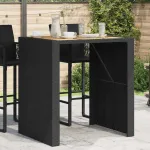 Masă bar grădină blat lemn acacia negru 105x80x110 cm poliratan GartenMobel Dekor
