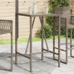 Masă de bar de exterior, gri, 70x70x110 cm, poliratan GartenMobel Dekor