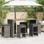 Scaune de bar pentru grădină cu perne 6 buc. gri, poliratan GartenMobel Dekor