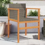 Scaune de grădină, 2 buc., gri, poliratan și lemn masiv GartenMobel Dekor