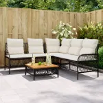 Set canapele de grădină cu perne, 2 piese, negru, poliratan GartenMobel Dekor