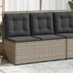 Bancă rabatabilă de grădină cu perne, gri deschis, poliratan GartenMobel Dekor