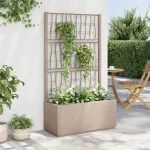 Jardinieră de grădină cu spalier, maro deschis, 80x36x140cm, PP GartenMobel Dekor