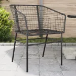 Scaune de grădină din poliratan, negru, 2 buc. GartenMobel Dekor