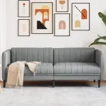 Canapea cu 3 locuri, gri deschis, material textil GartenMobel Dekor