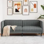 Canapea cu 3 locuri, gri închis, material textil GartenMobel Dekor