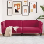 Canapea cu 3 locuri, roșu vin, material catifea GartenMobel Dekor