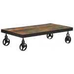Măsuță de cafea cu roți, 100x55x26 cm, lemn masiv reciclat GartenMobel Dekor